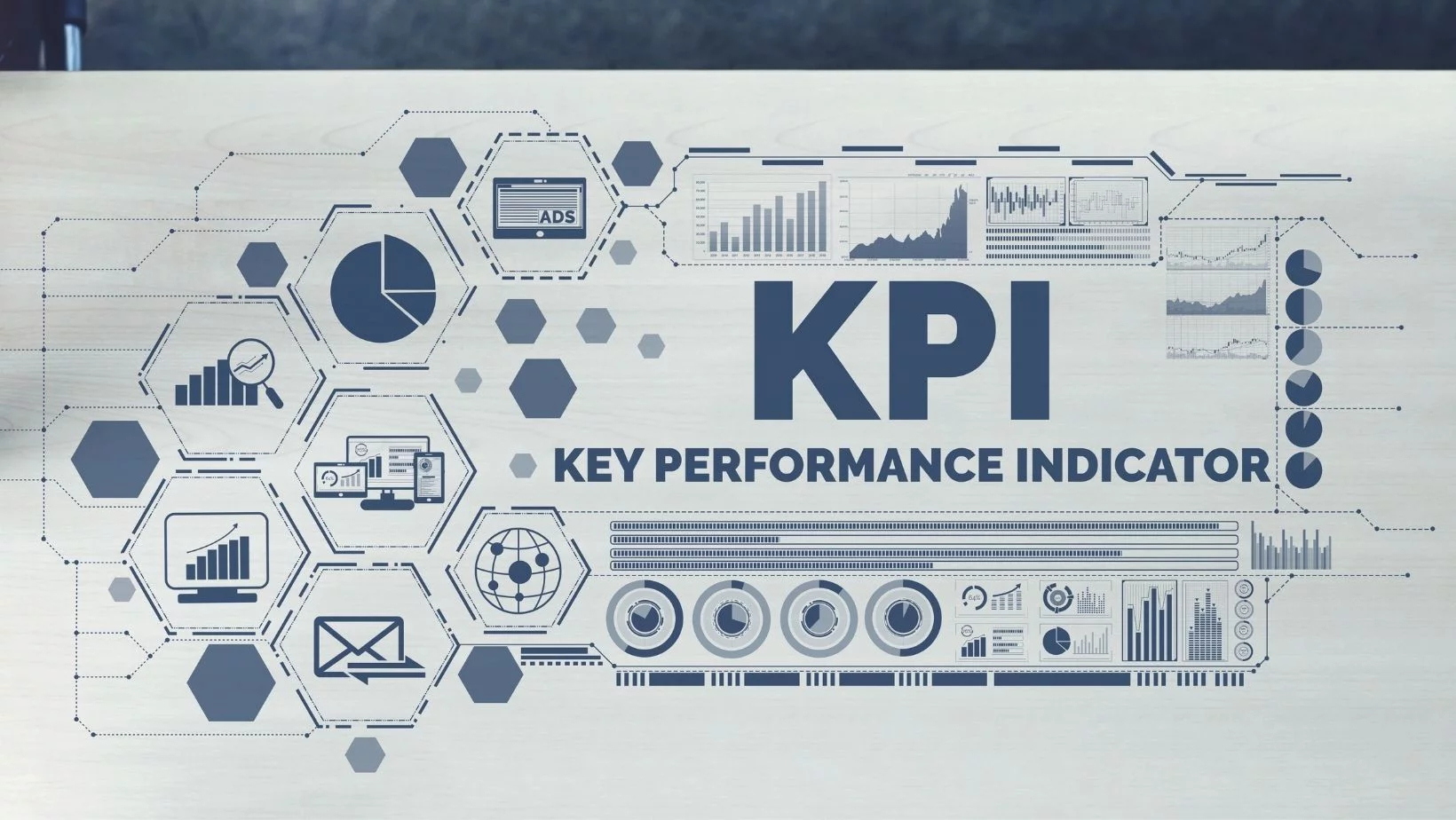 weißes Bild mit KPI und zugehörigen Grafiken