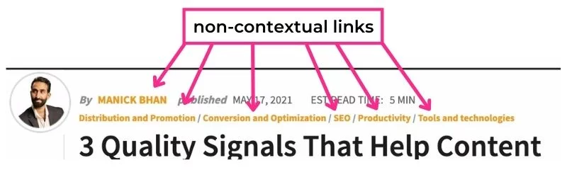 exemplos de links não contextuais