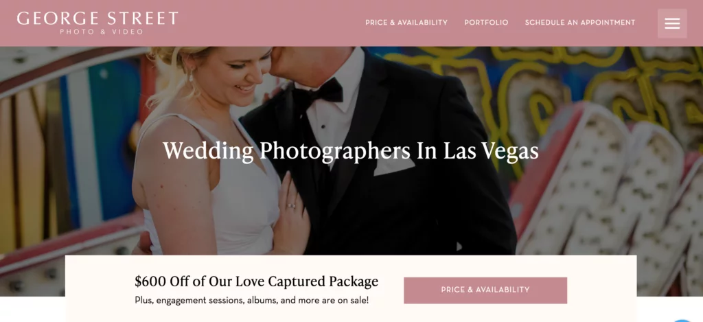 contoh homepage dengan SEO yang bagus untuk fotografer