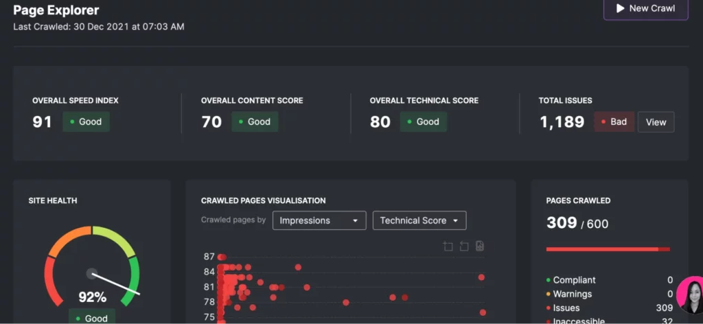 ภาพหน้าจอการรวบรวมข้อมูลไซต์จาก Page Explorer