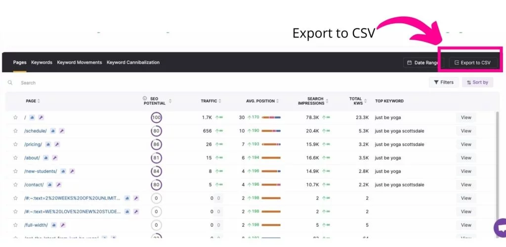 วิธีส่งออกภาพหน้าจอเป็น CSV ใน SearchAtlas