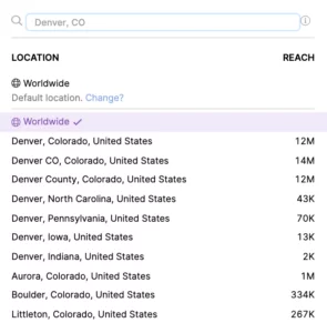 Orientaciones de palabras clave basadas en la ubicación en el asistente de contenido de SEO