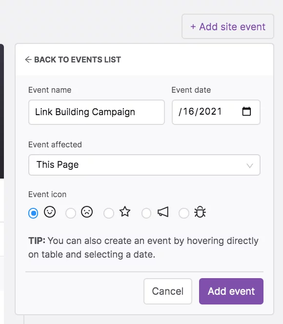 Funzionalità di test SEO A/B per gli eventi del sito di GSC Insights