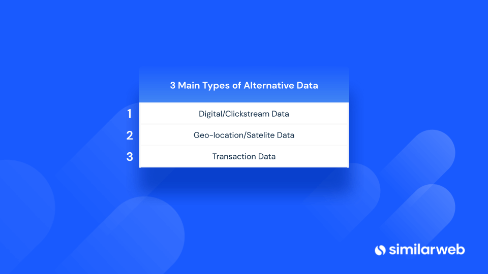 3 principaux types de données alternatives