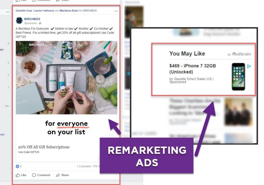 Exemple d'annonces de remarketing pour la stratégie PPC