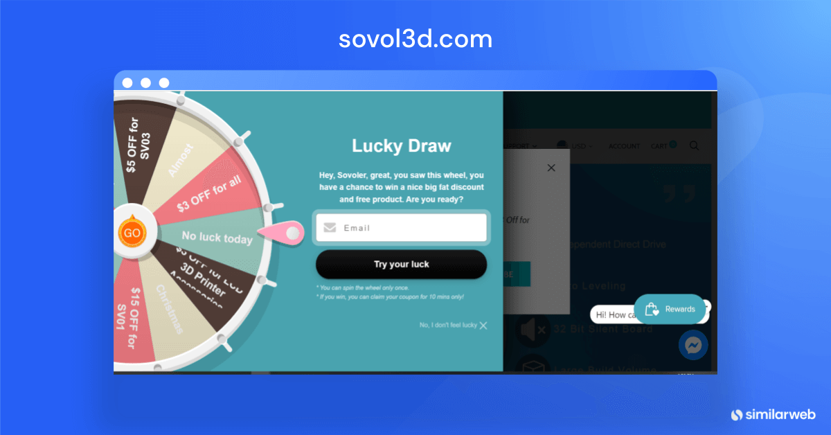 Undangan pop-up untuk undian oleh sovol3d.com