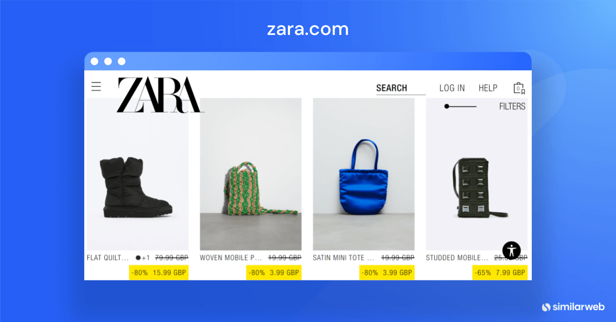 Tampilan diskon pada produk Zara.com