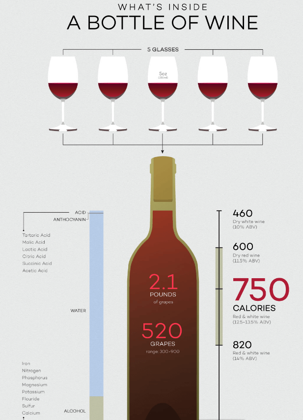 ce se află în interiorul unei sticle de vin infografic.