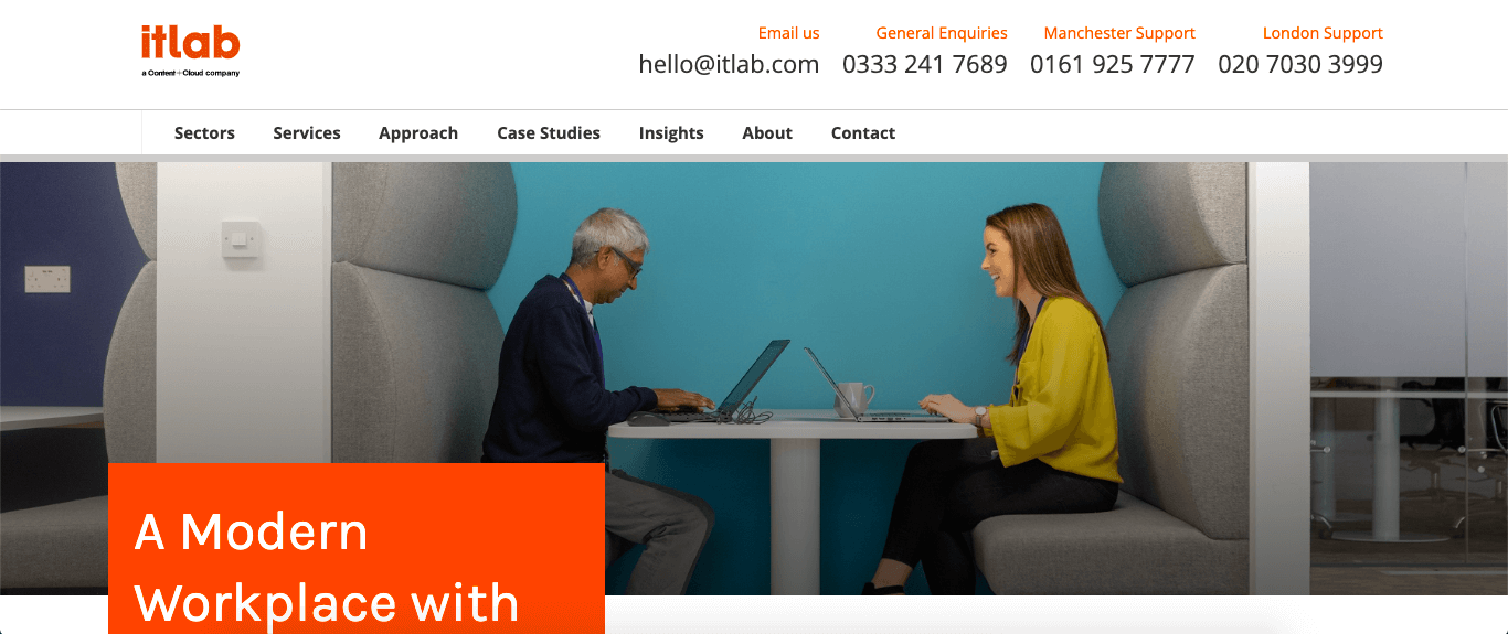 Itlab 關於現代工作場所的支柱頁面。