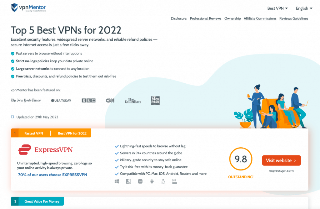 ตัวอย่างของผู้ร่วมตรวจสอบ: vpnMentor