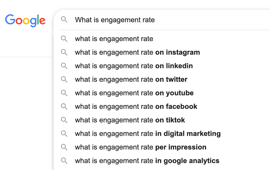 Taxa de engajamento resultados de pesquisa do Google
