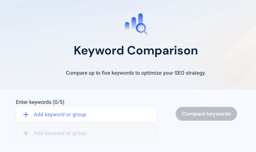 Captura de pantalla de la herramienta de comparación de palabras clave de Similarweb