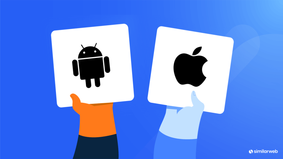 Illustration de la comparaison des mots-clés : marques, Apple vs Android