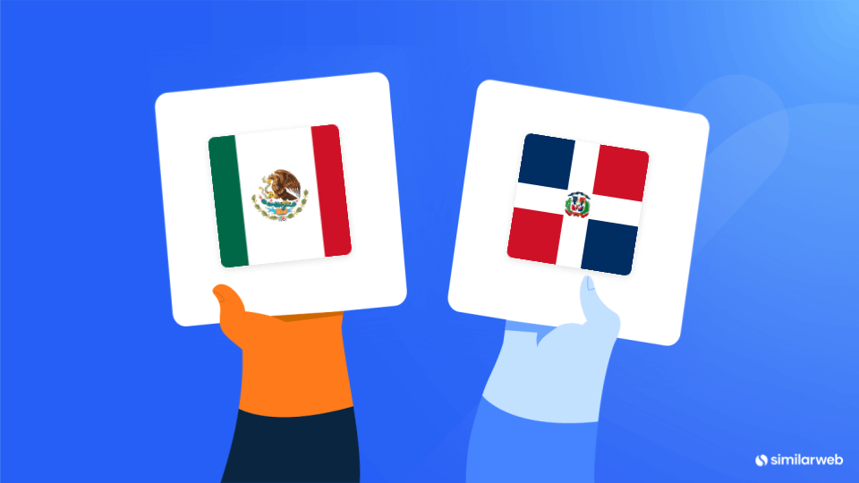 Ilustración de la comparación de palabras clave: destino, México vs. República Dominicana