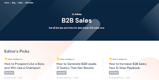 Пример кластера продаж B2B в блоге Similarweb