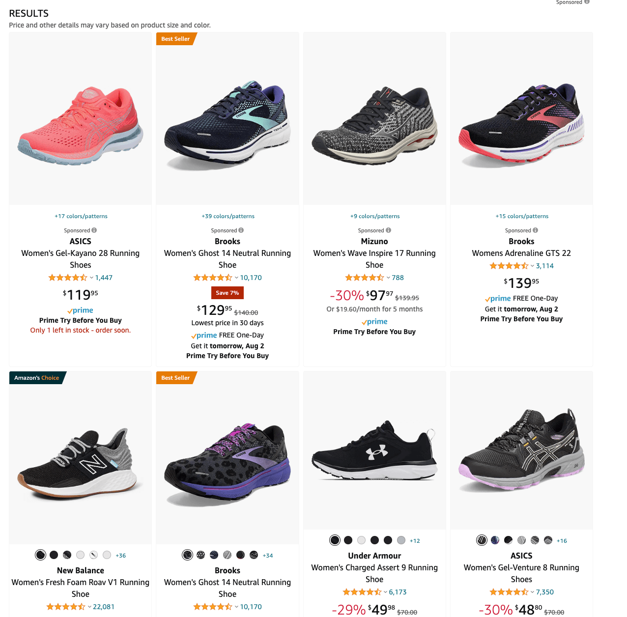 Pencarian Amazon untuk sepatu wanita terbaik.