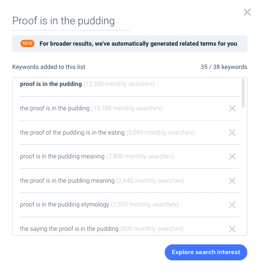 dowodem jest wyszukiwane hasło pudding