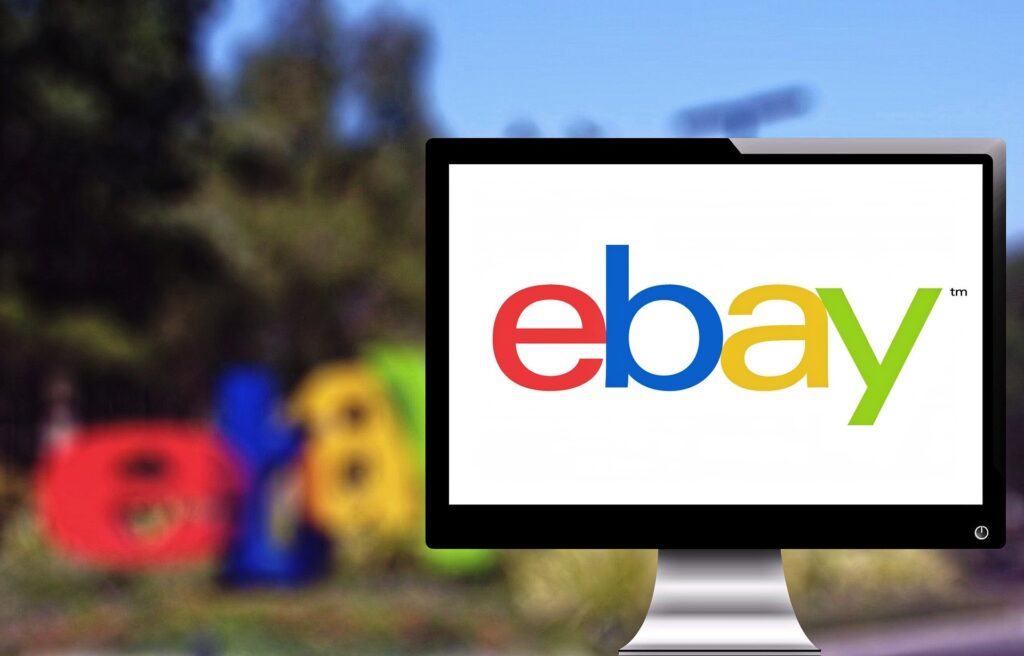 Grafik des Computers mit ebay auf dem Bildschirm