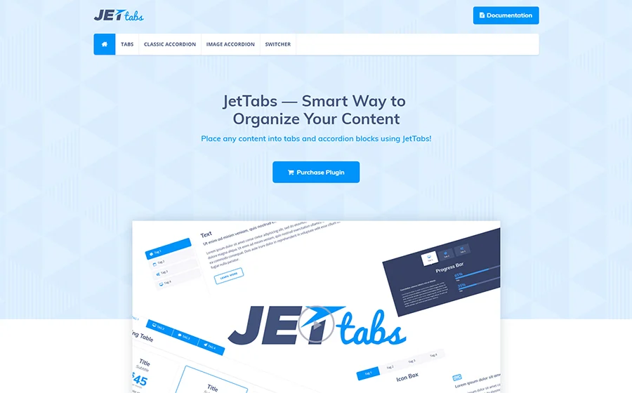 JetTabs - Schede e fisarmoniche per il plug-in WordPress di Elementor Page Builder