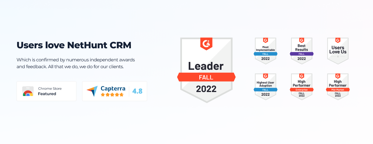 NetHunt CRM 獎項