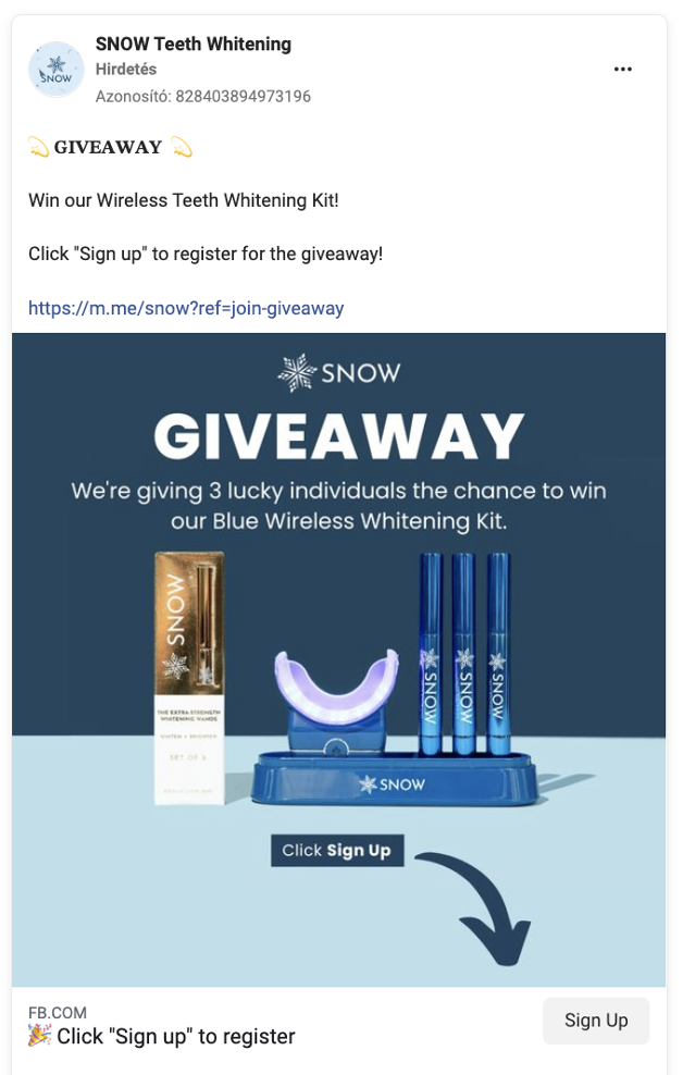 snow messenger giveaway - SNOW® Teeth Whitening Marketing Strategy: How They Built A $100M Brand