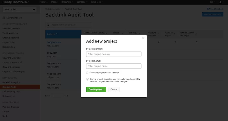 Backlink-Instrument de audit