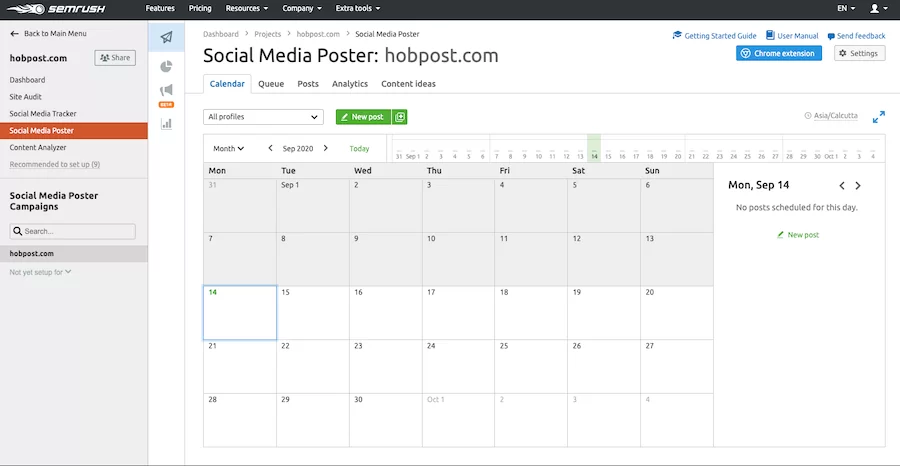 Calendrier des médias sociaux