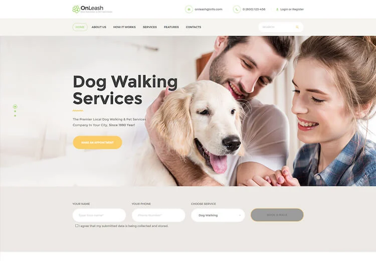 Tema WordPress per dog walking e servizi per animali domestici