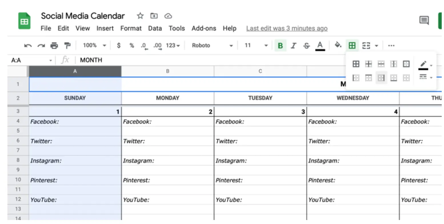 Calendario dei social media