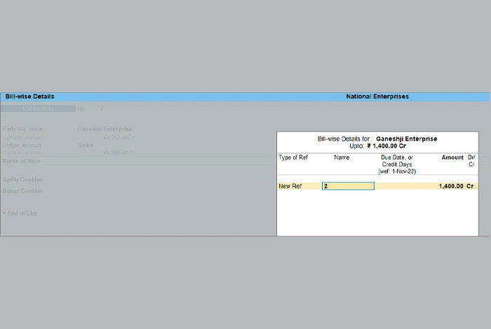 Inserimento della nota di credito in TallyPrime al ricevimento del pagamento