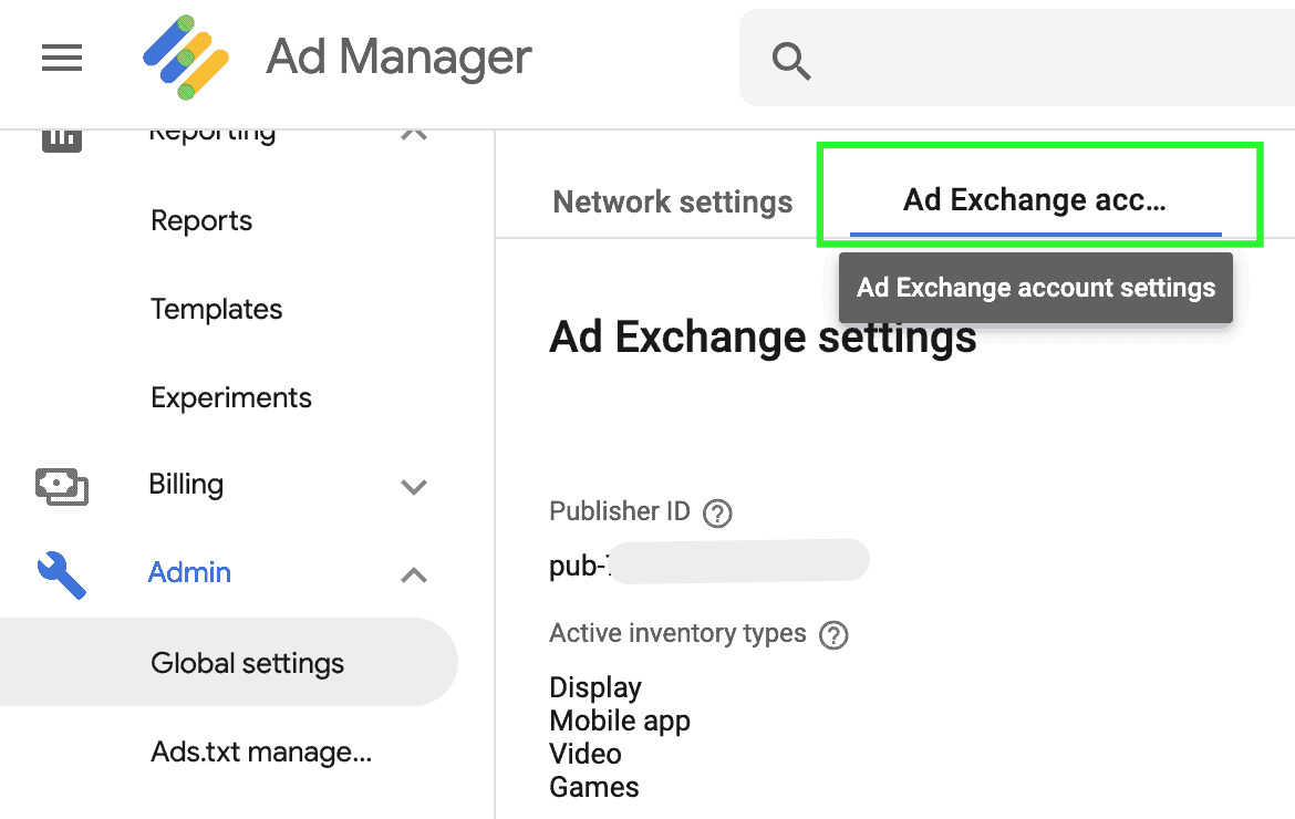 Configuración de Ad Exchange