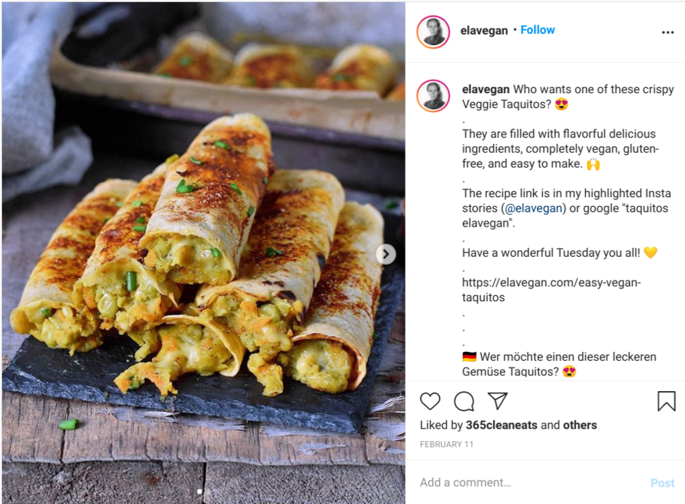 Elevegan Instagram 纯素食品图片 - taquitos