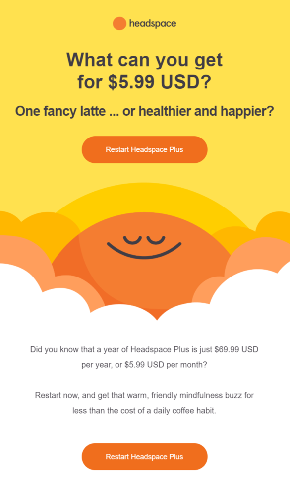 Headspace US-Beispiel – Transaktions-E-Mail