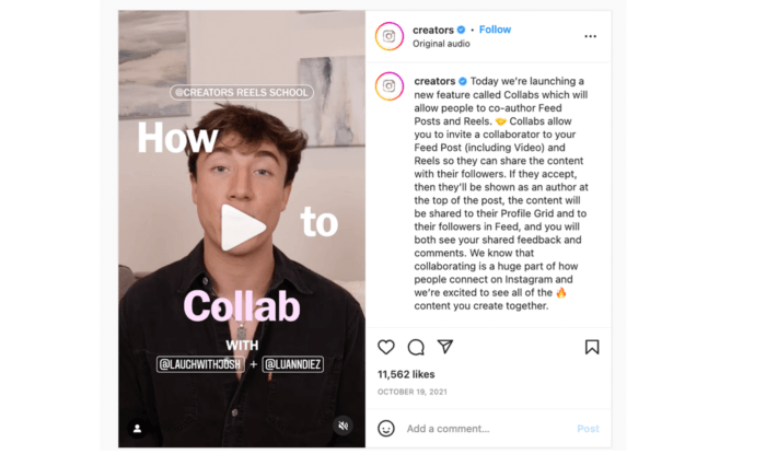 Come utilizzare la modalità Collab nei video incorporati di Instagram