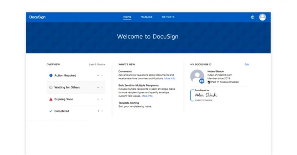 DocuSign-Software zum Signieren von Dokumenten