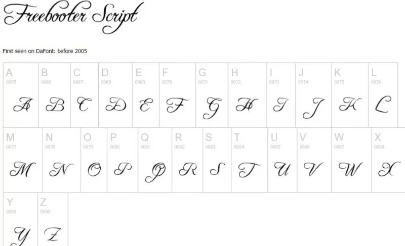 Carattere script Freebooter