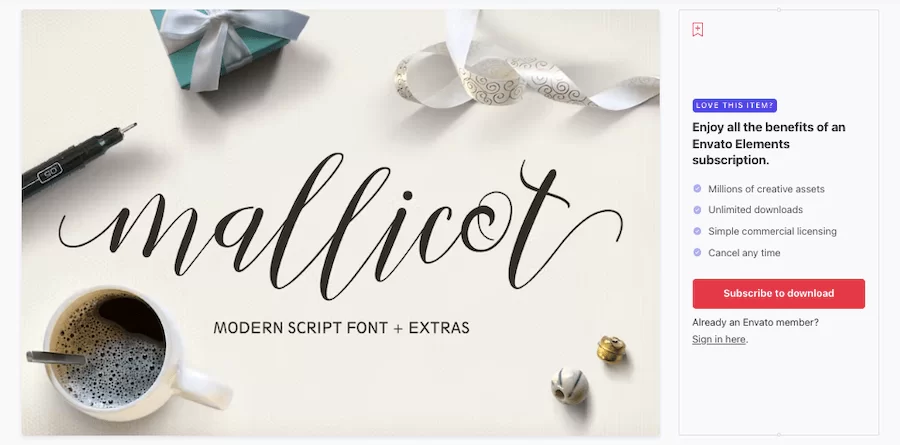 Carattere di script Mallicot