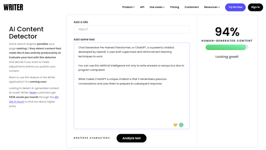 Детектор контента с искусственным интеллектом писателя