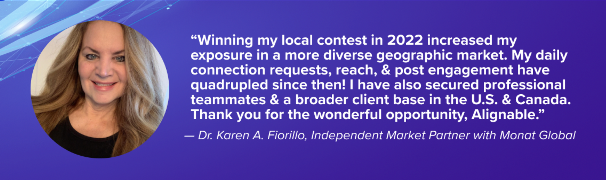 Dr. Karen Fiorillo's testimonial on winning Alignable's 2022 Contest