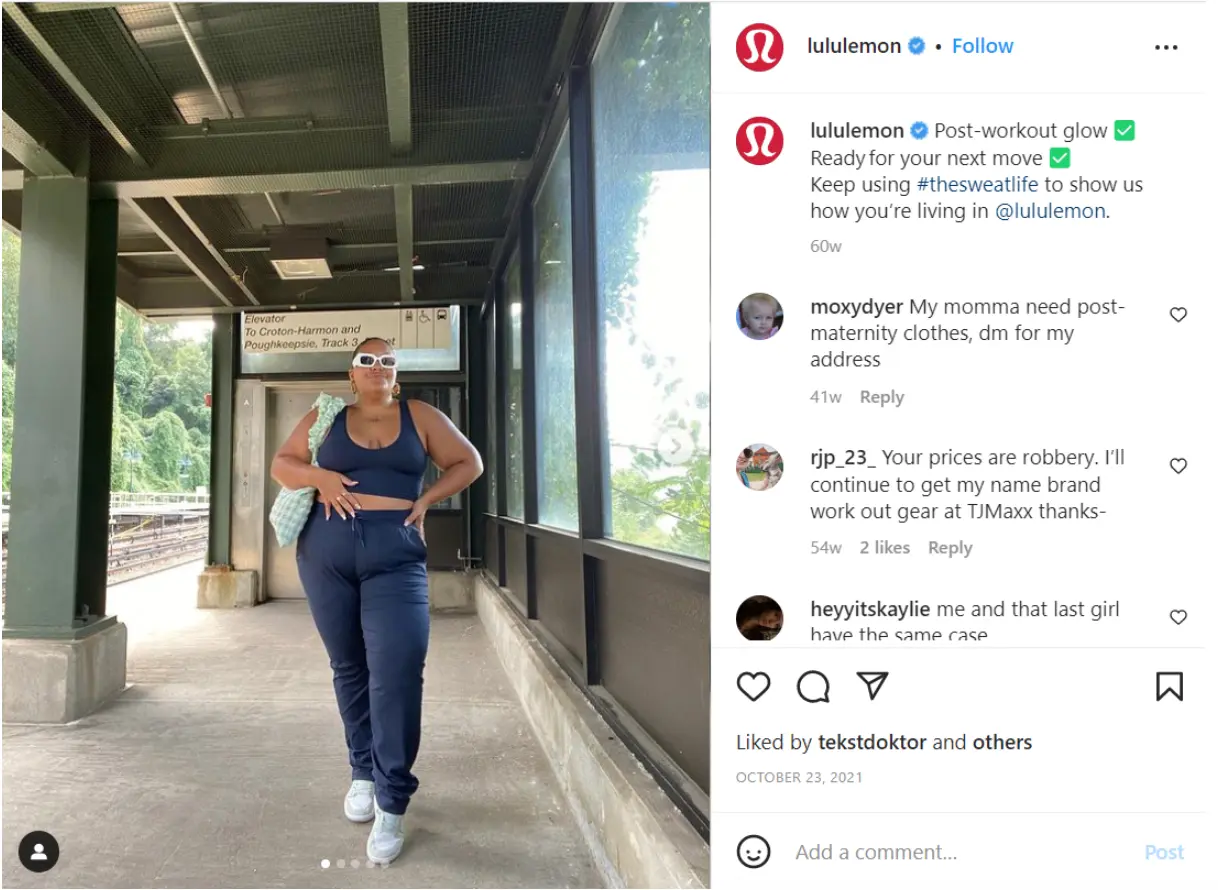 postare pe instagram lululemon