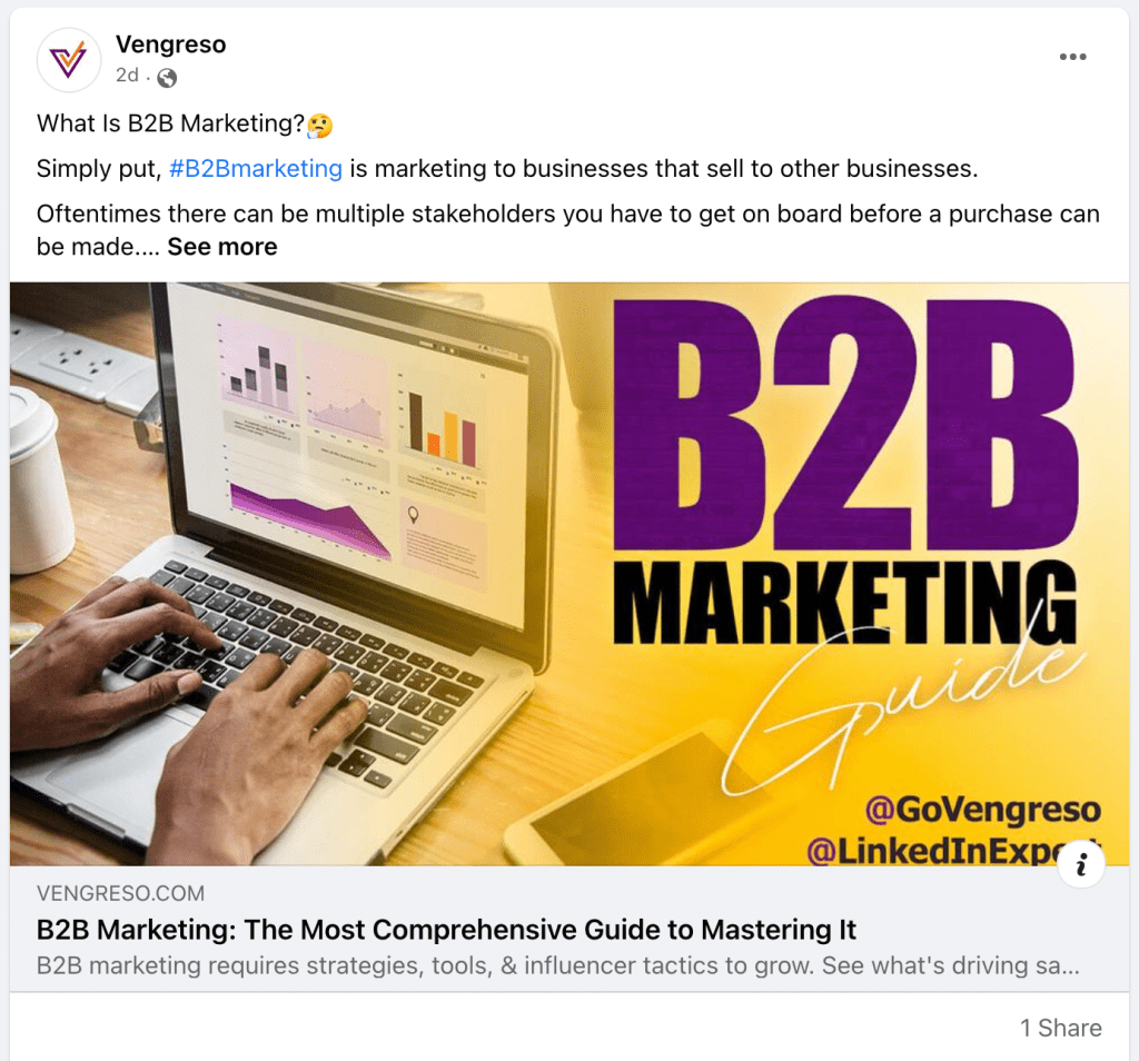 exemplu de postare de marketing b2b