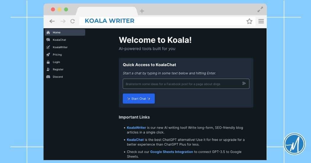 Ferramenta AI SEO nº 2 - KoalaWriter para cópia gerada por IA