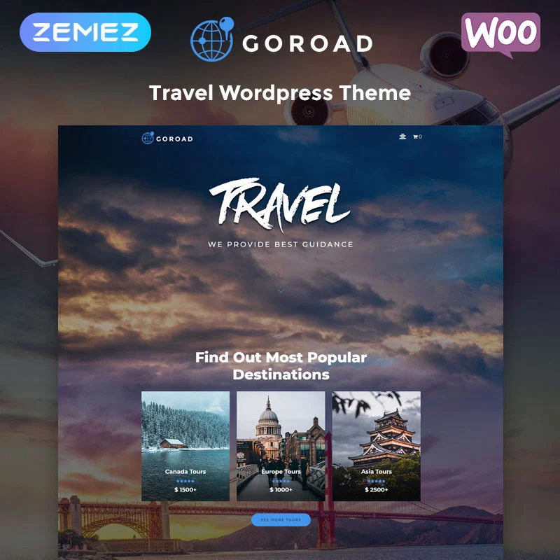 Goroad - Agenție de turism Multifunctional Modern Elementor WordPress Theme