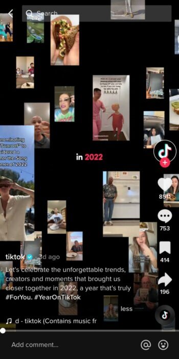 Tendenze di TikTok nell'istantanea video del 2022