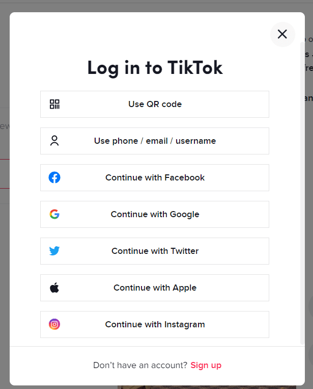 Melden Sie sich bei Ihrem tiktok-Konto an