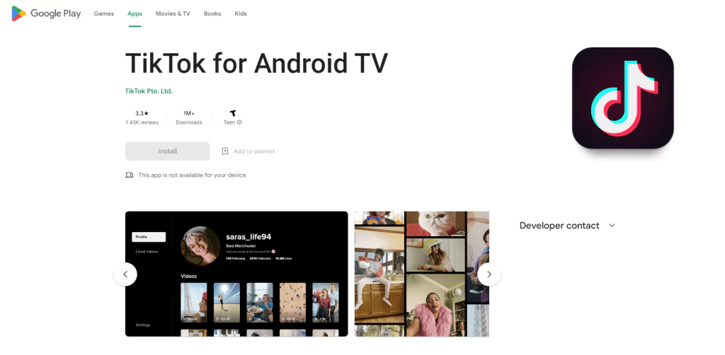 aplicație tiktok pentru Android TV