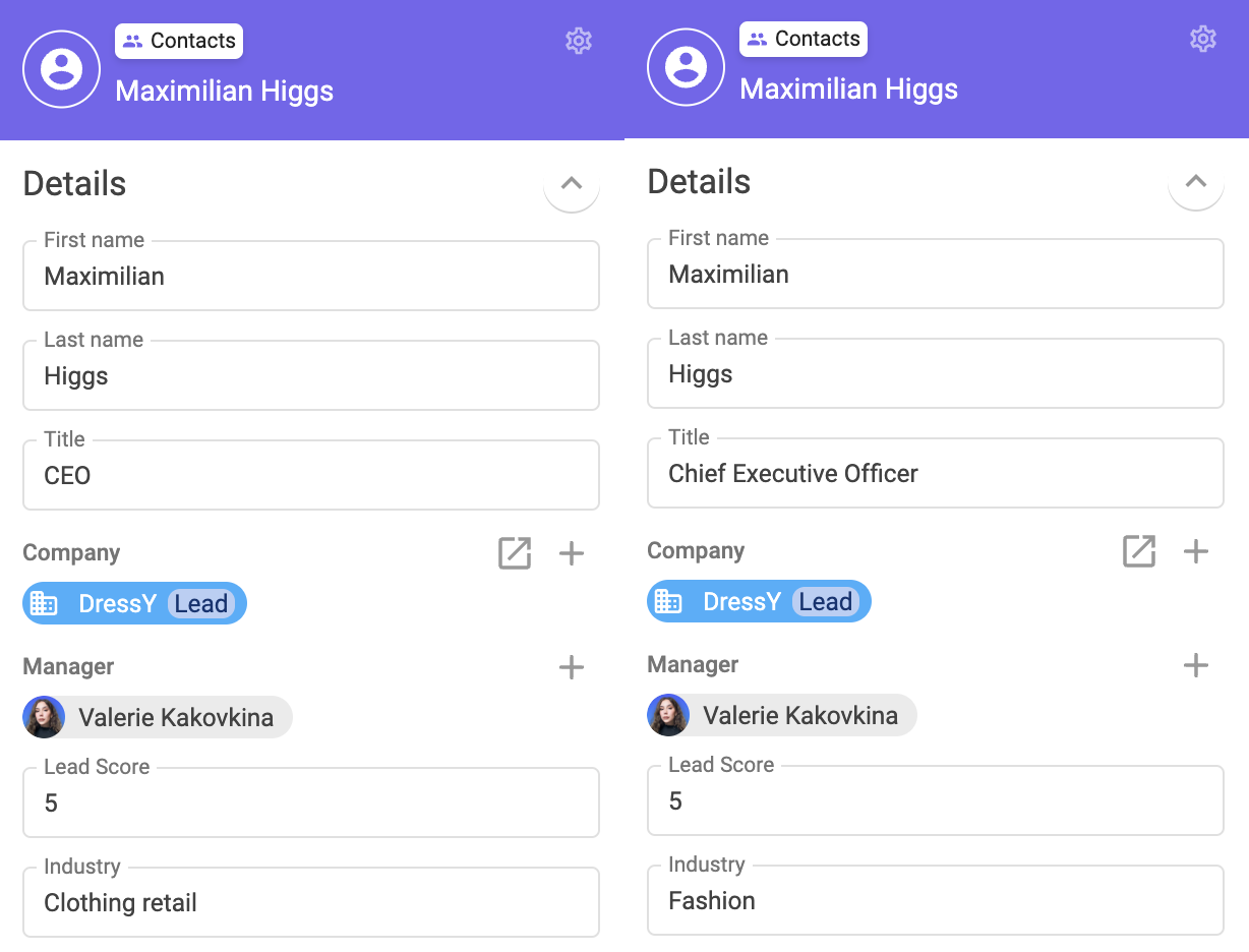 Beispiel für inkonsistente Datenformate