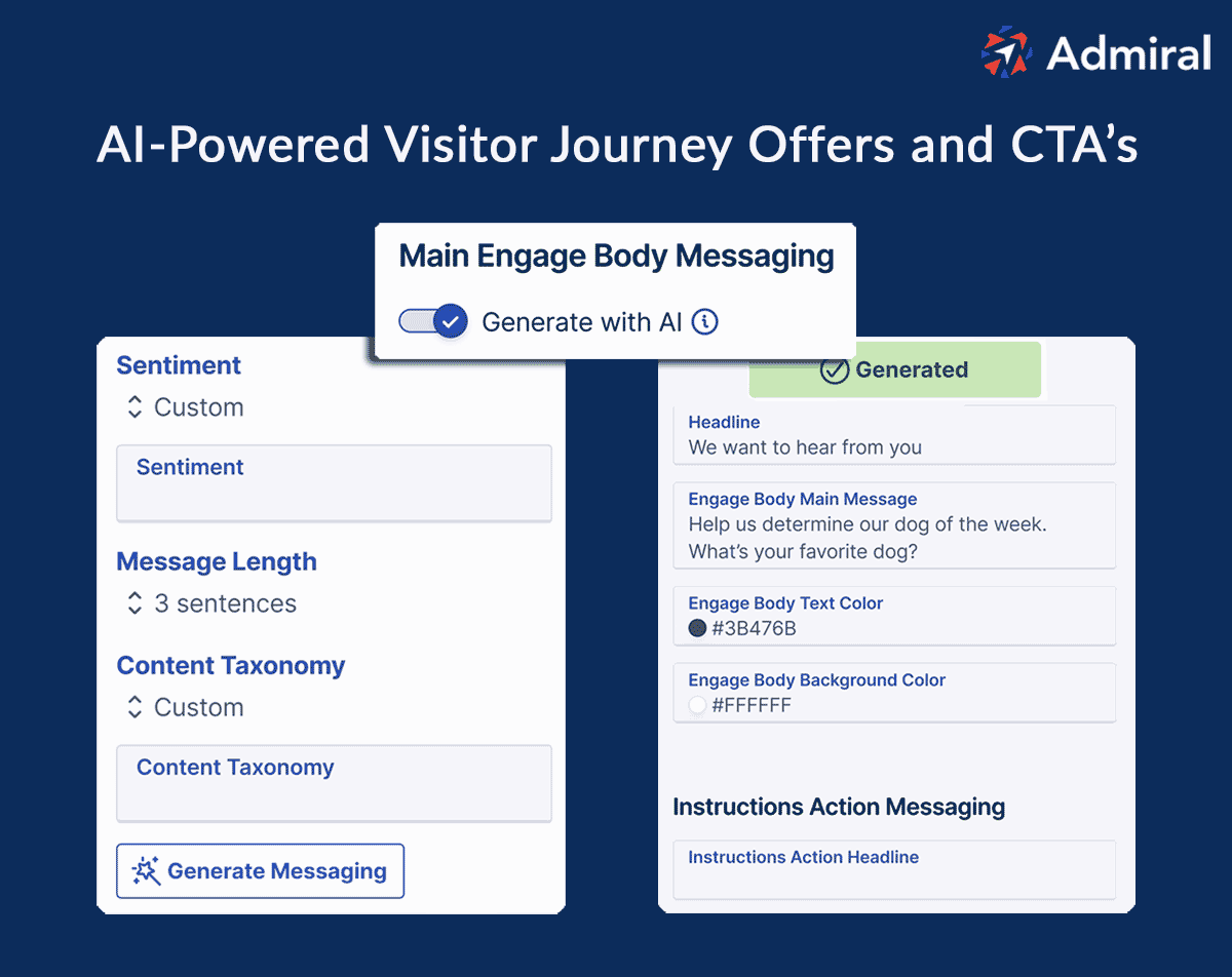 Engajamento de visitantes com tecnologia de IA do Admiral