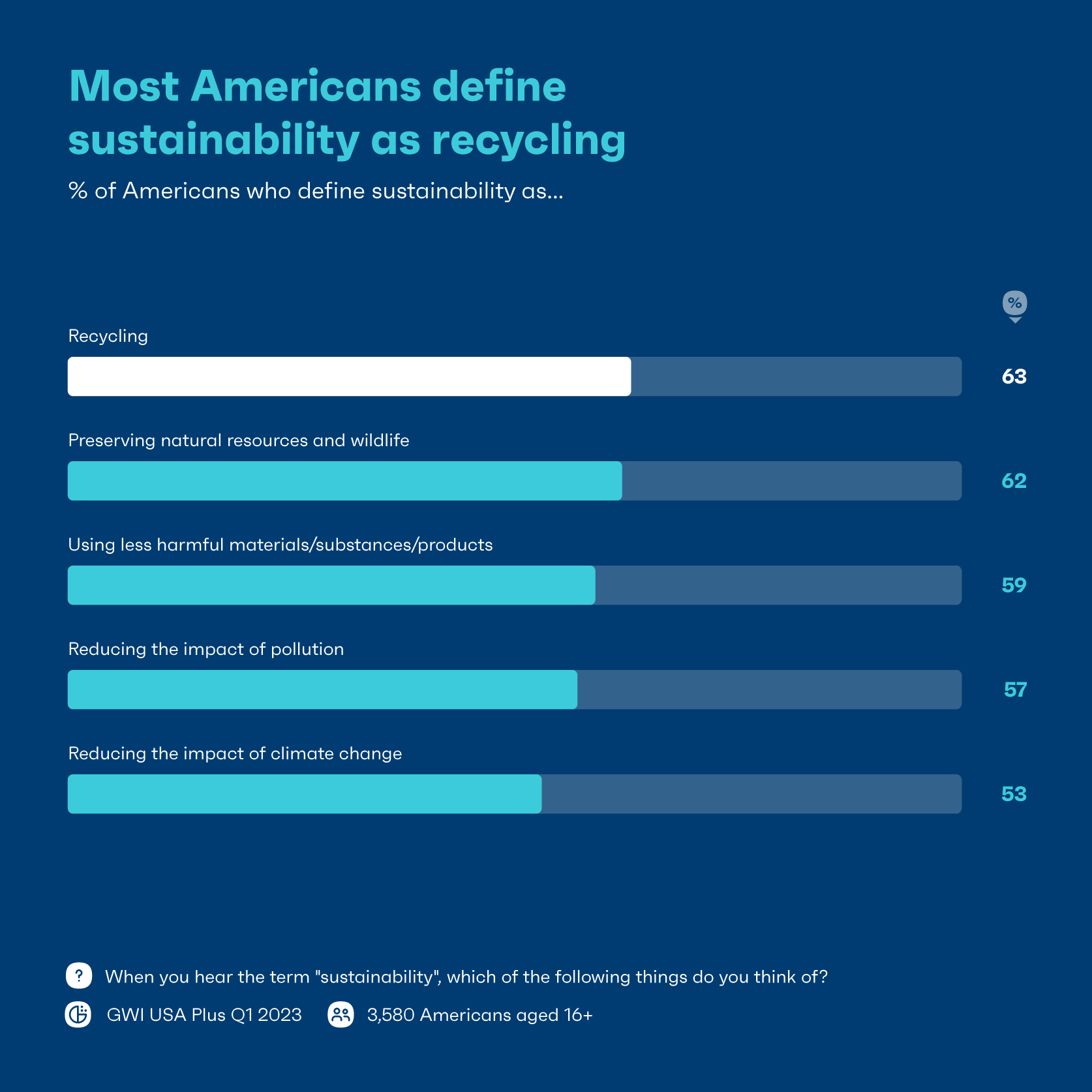 Grafico che mostra come gli americani definiscono la sostenibilità