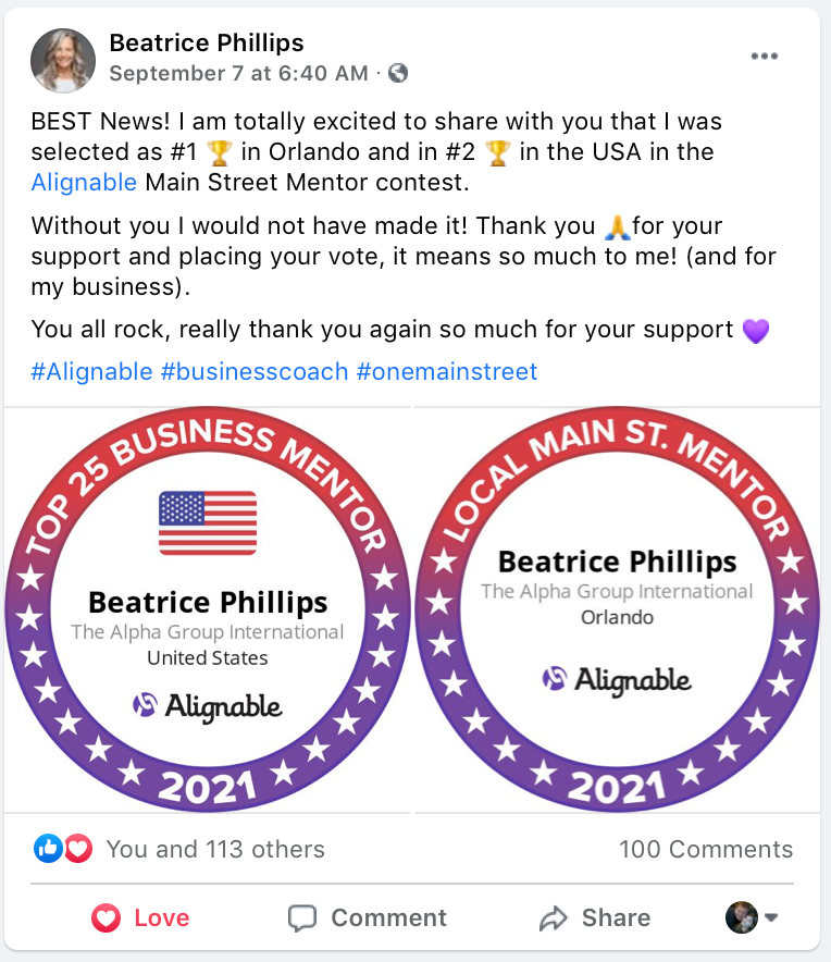 Beatrice Phillips Facebook Post Capture